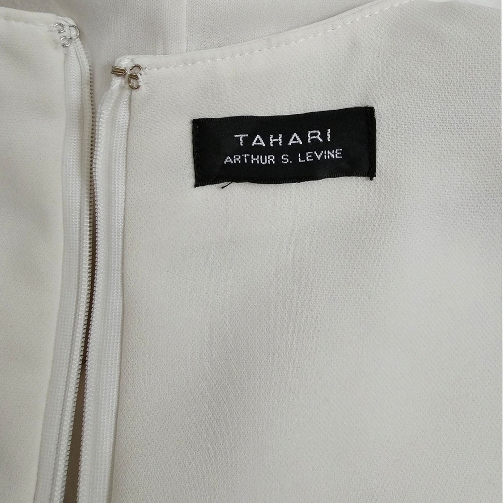 Tahari By ASL Off White Raised Collar Sleeveless Solid Crepe Jumpsuit - Picture 6 of 7